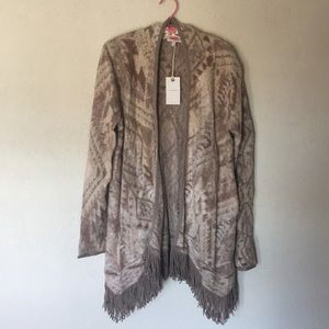 Lucky Brand Boho Fringe Border Cardigan - NWT XL